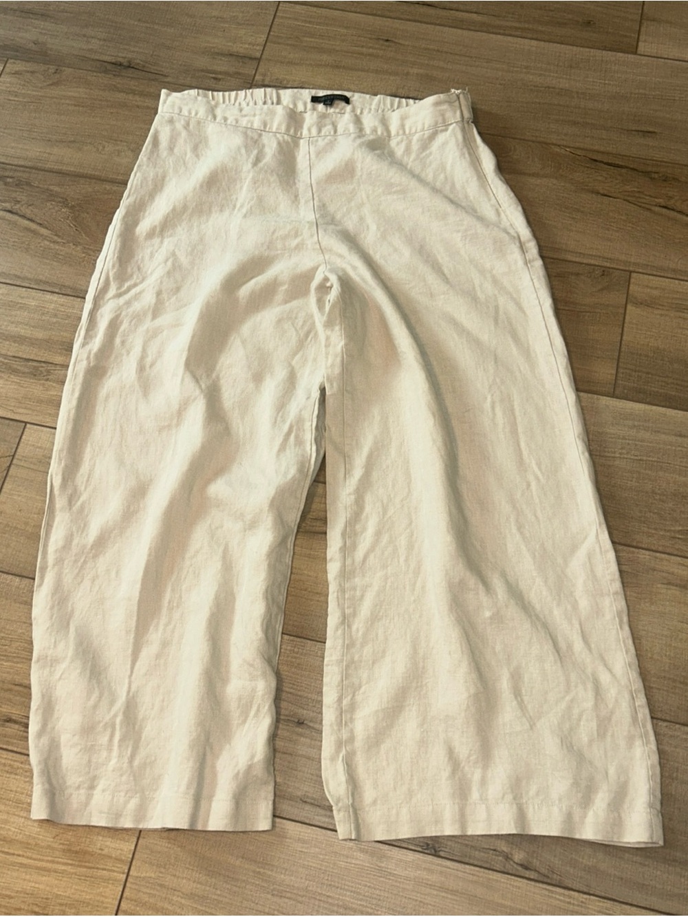 Lightweight Wide-Leg Linen Pants summer Resort Beachy Flowy workwear Beige L